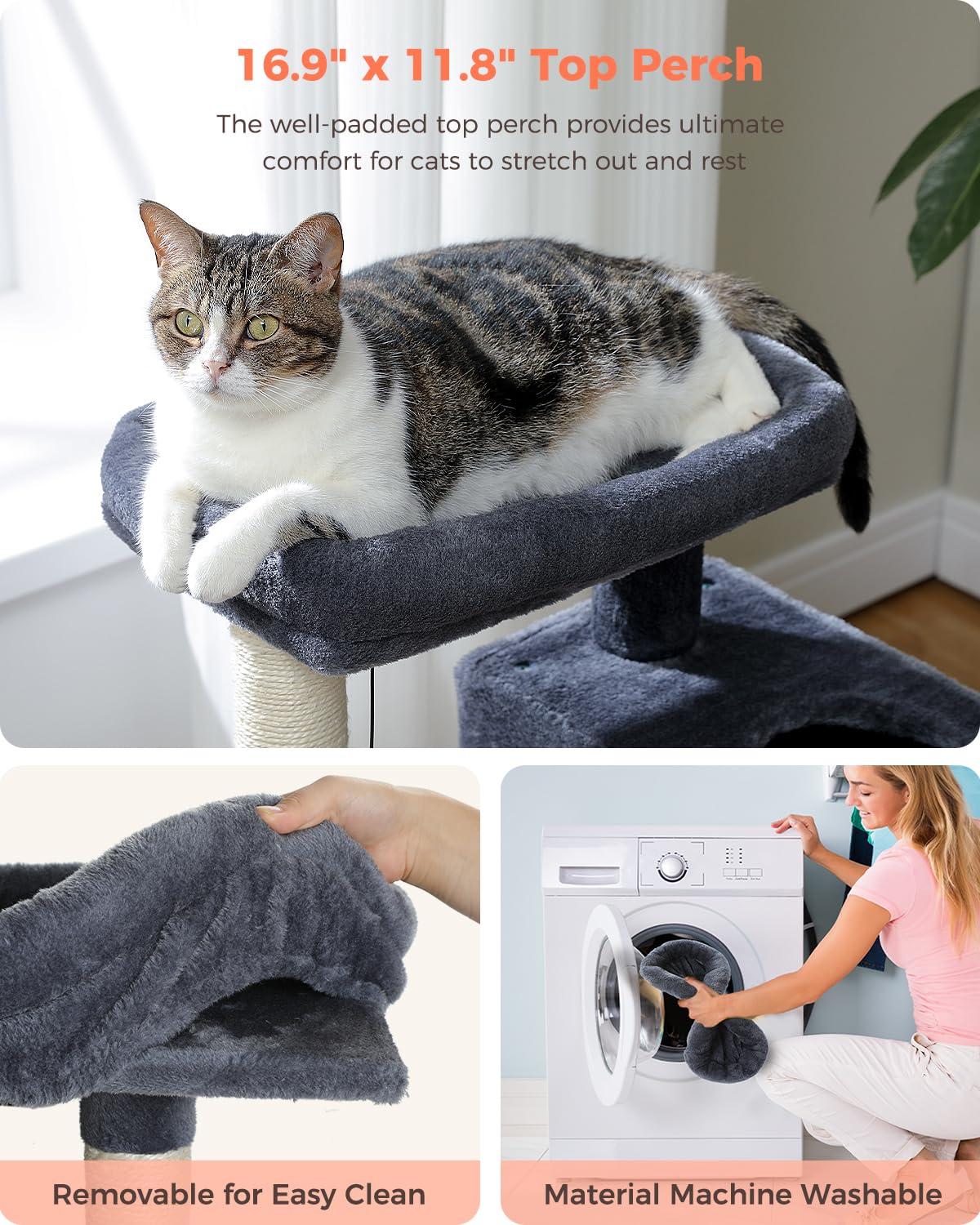 UYMI torre gato 32 pulgadas ideal para varios gatos facilita convivencia.
