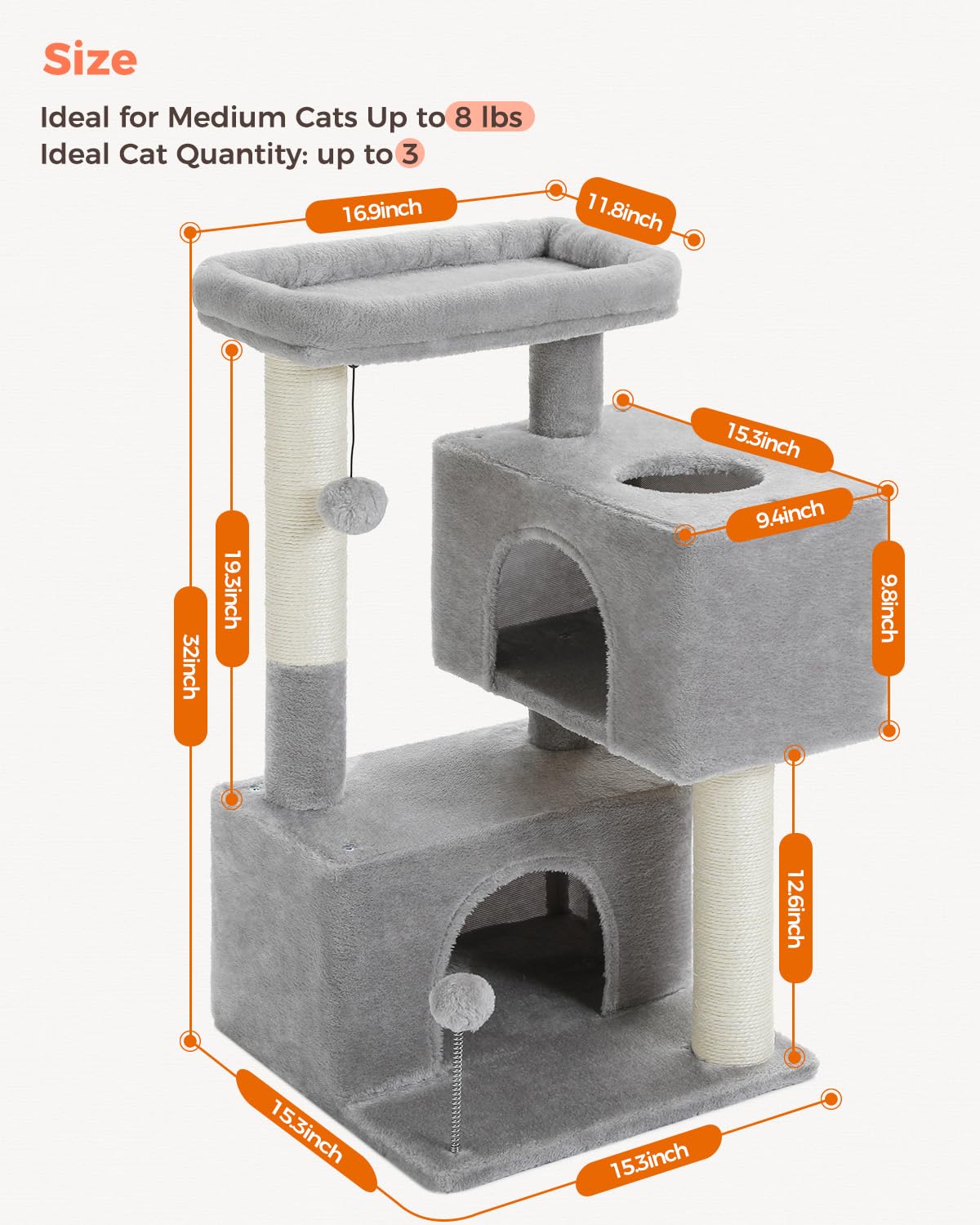 UYMI Torre Gato: diseño compacto que encaja en espacios reducidos.