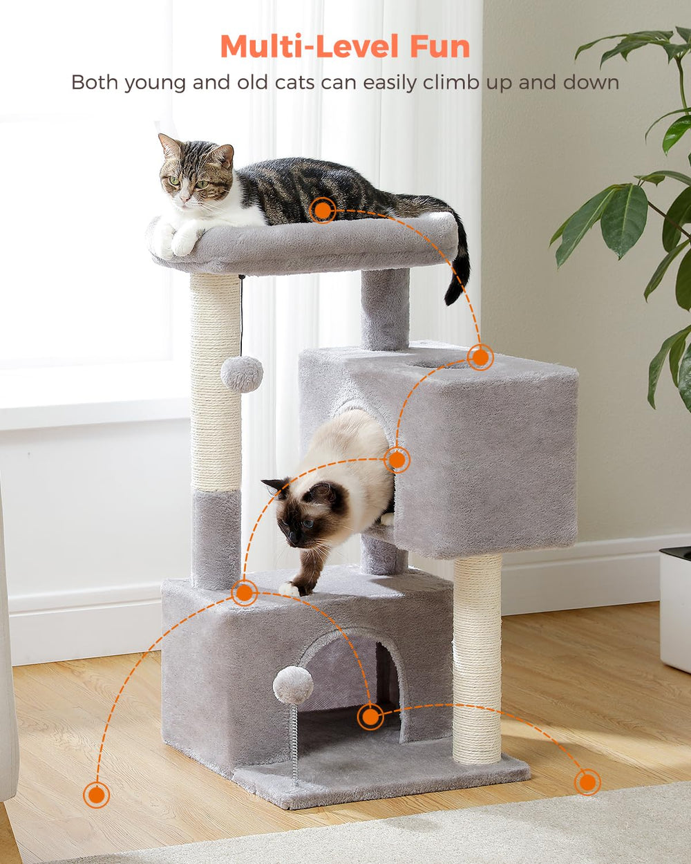 UYMI Torre Gato: estructura adecuada para hogares con varios gatos.