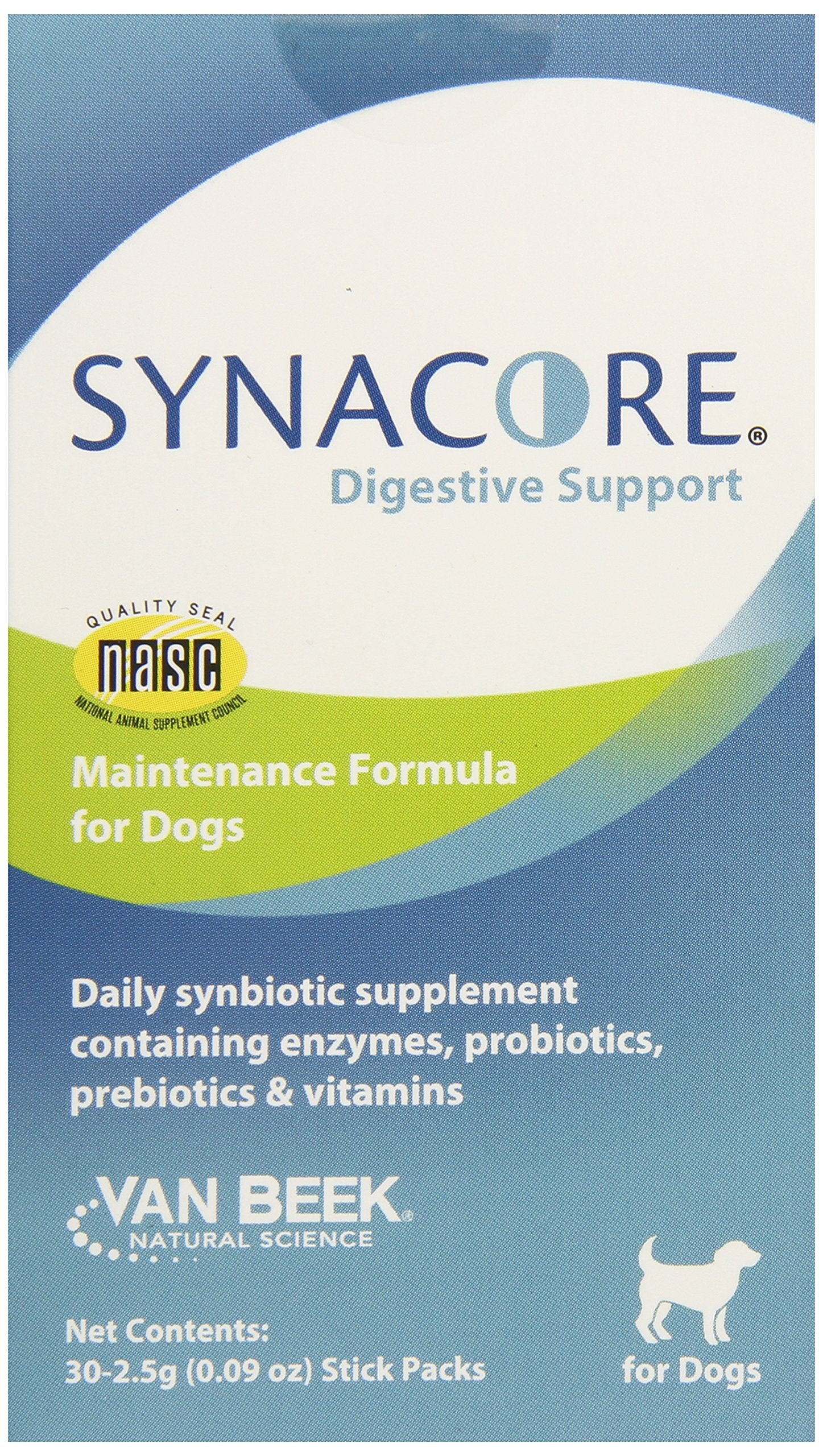 Van Beek Synacore para perros: cápsulas que apoyan la digestión y la microflora natural.