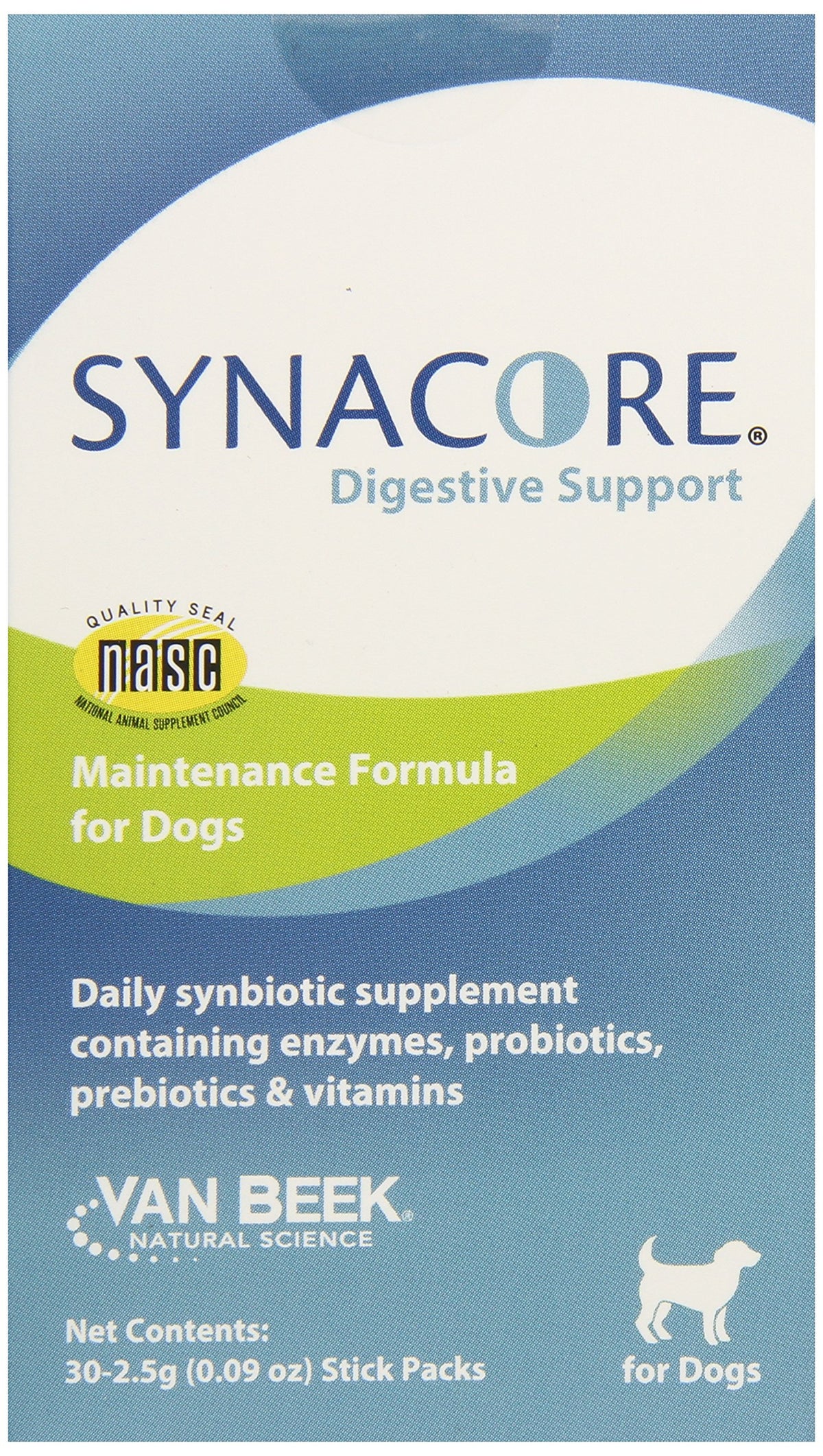 Van Beek Synacore para perros: cápsulas que apoyan la digestión y la microflora natural.