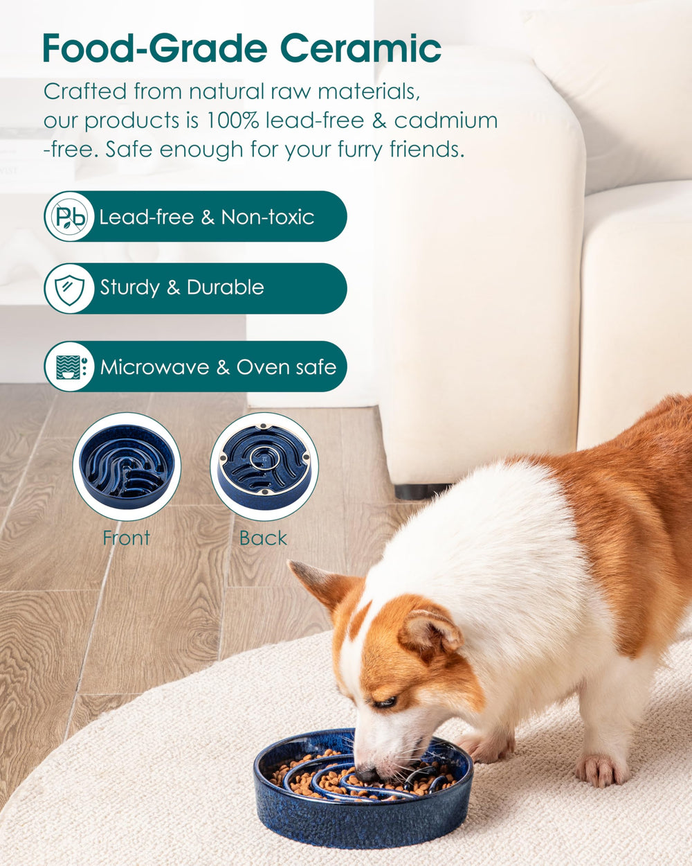 Base antideslizante con patas adhesivas para evitar desbordes.