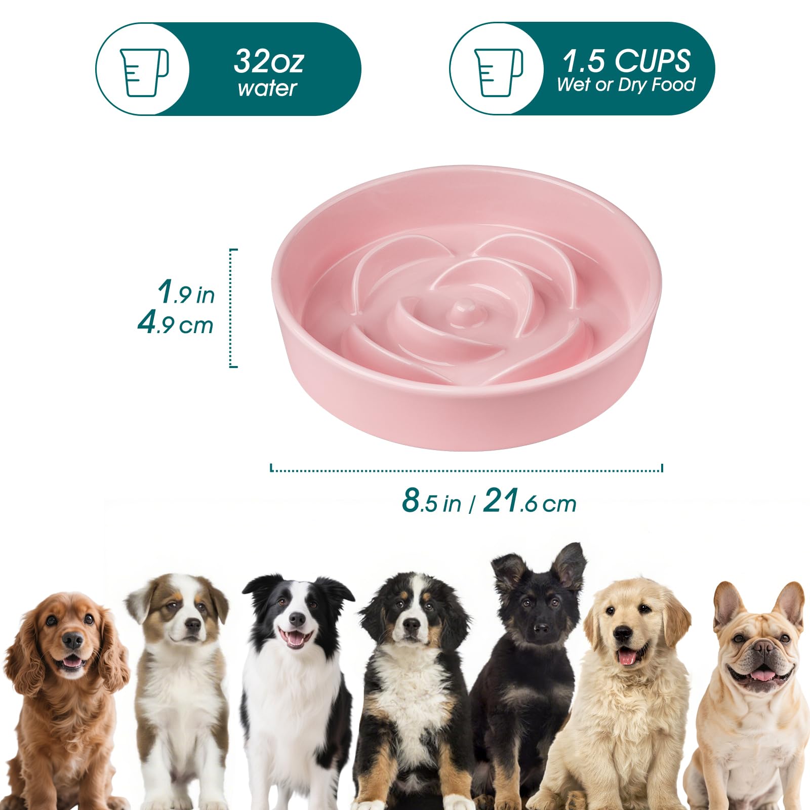 Tazón lento cerámico Vancasso rosa, ideal para pausas durante las comidas.