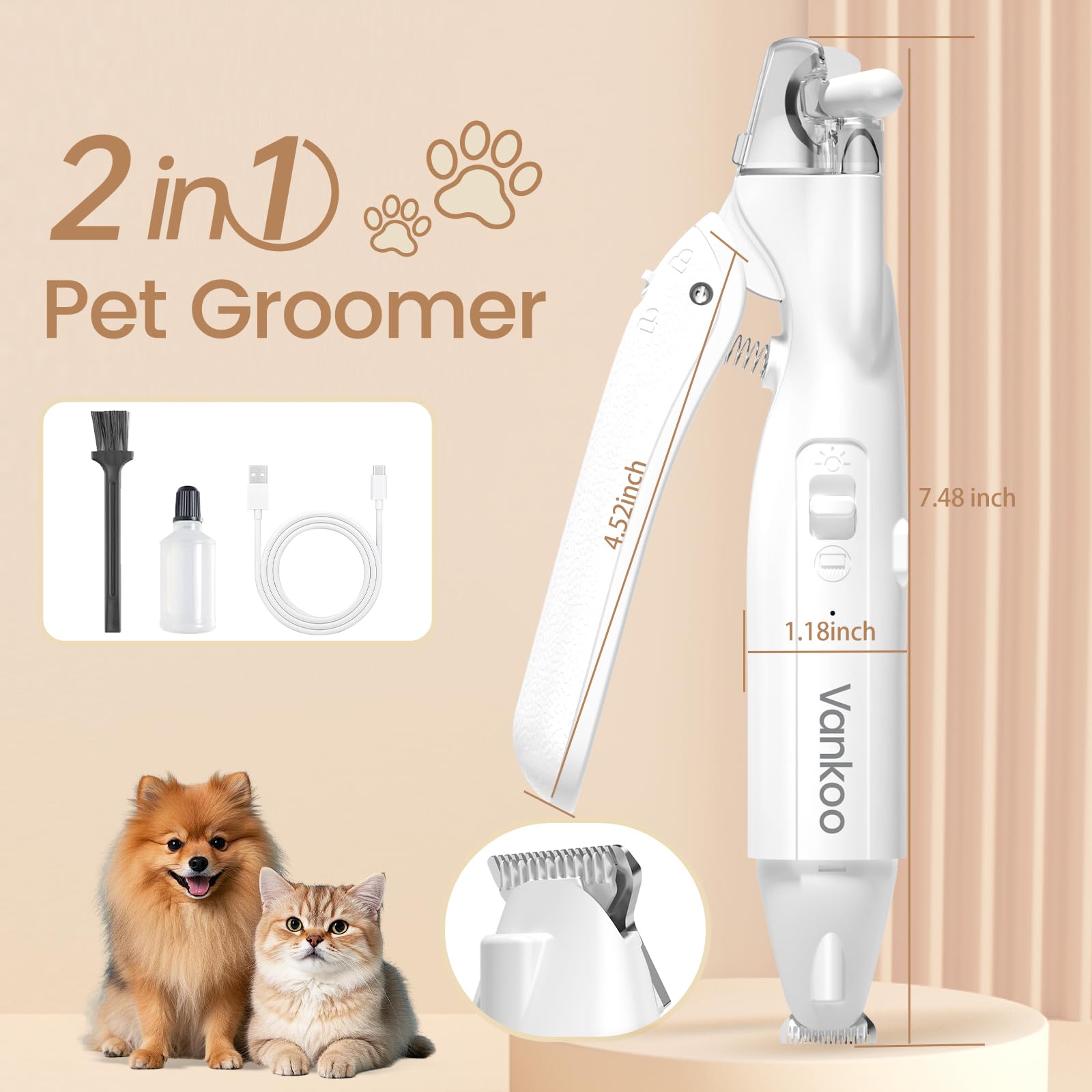 Dimensiones compactas de Vankoo para uso cómodo en mascotas pequeñas