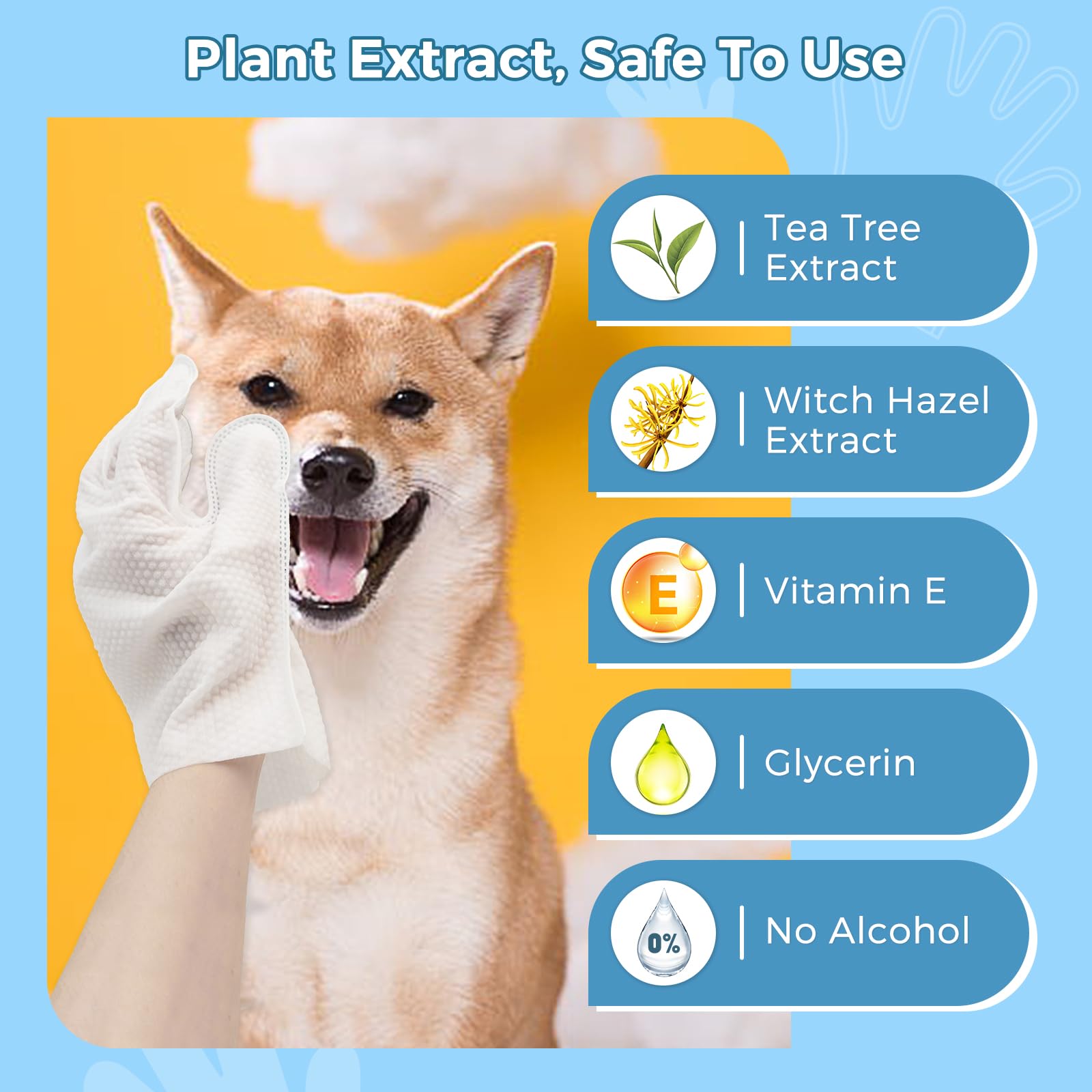 Control de olores con toallitas Vannon para pelaje, patas y caras entre baños.