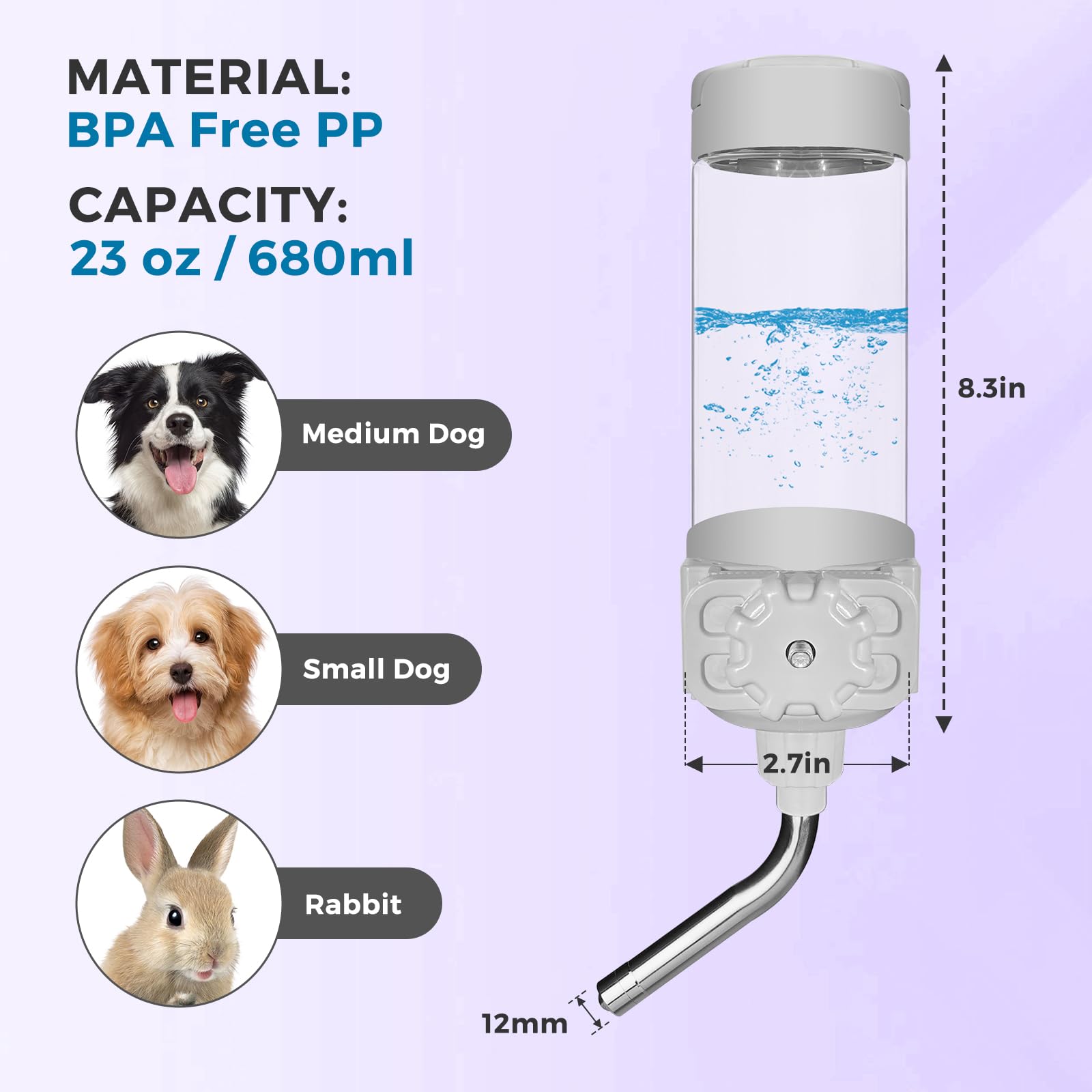 Plástico sin BPA de Vannon, seguro para mascotas y fácil limpieza.