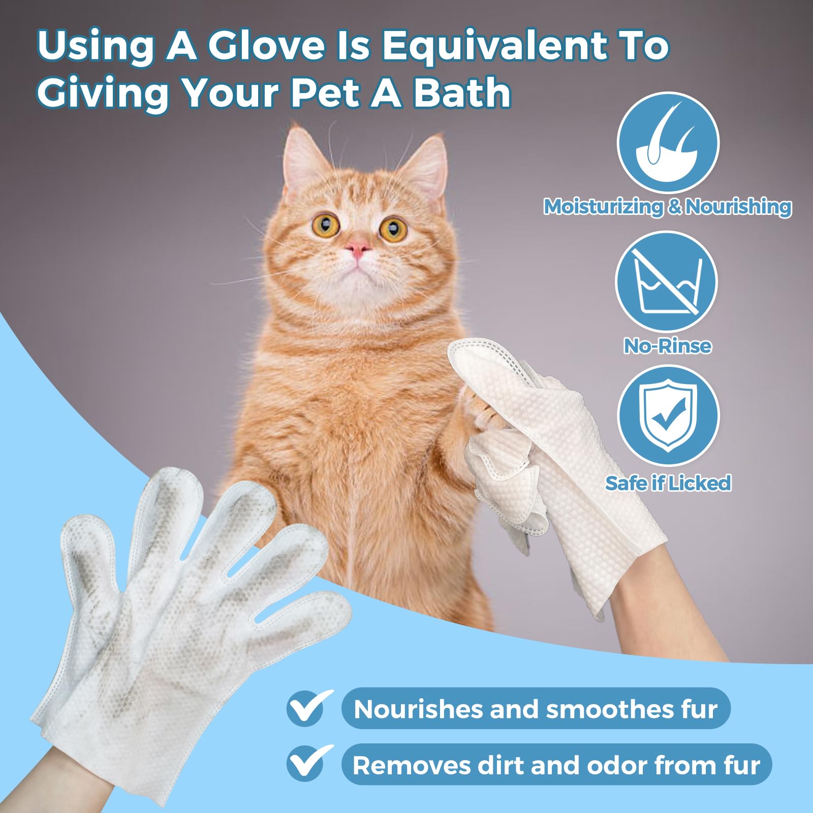 Toallitas de baño sin enjuague Vannon para perros y gatos, convenientes para viajar.
