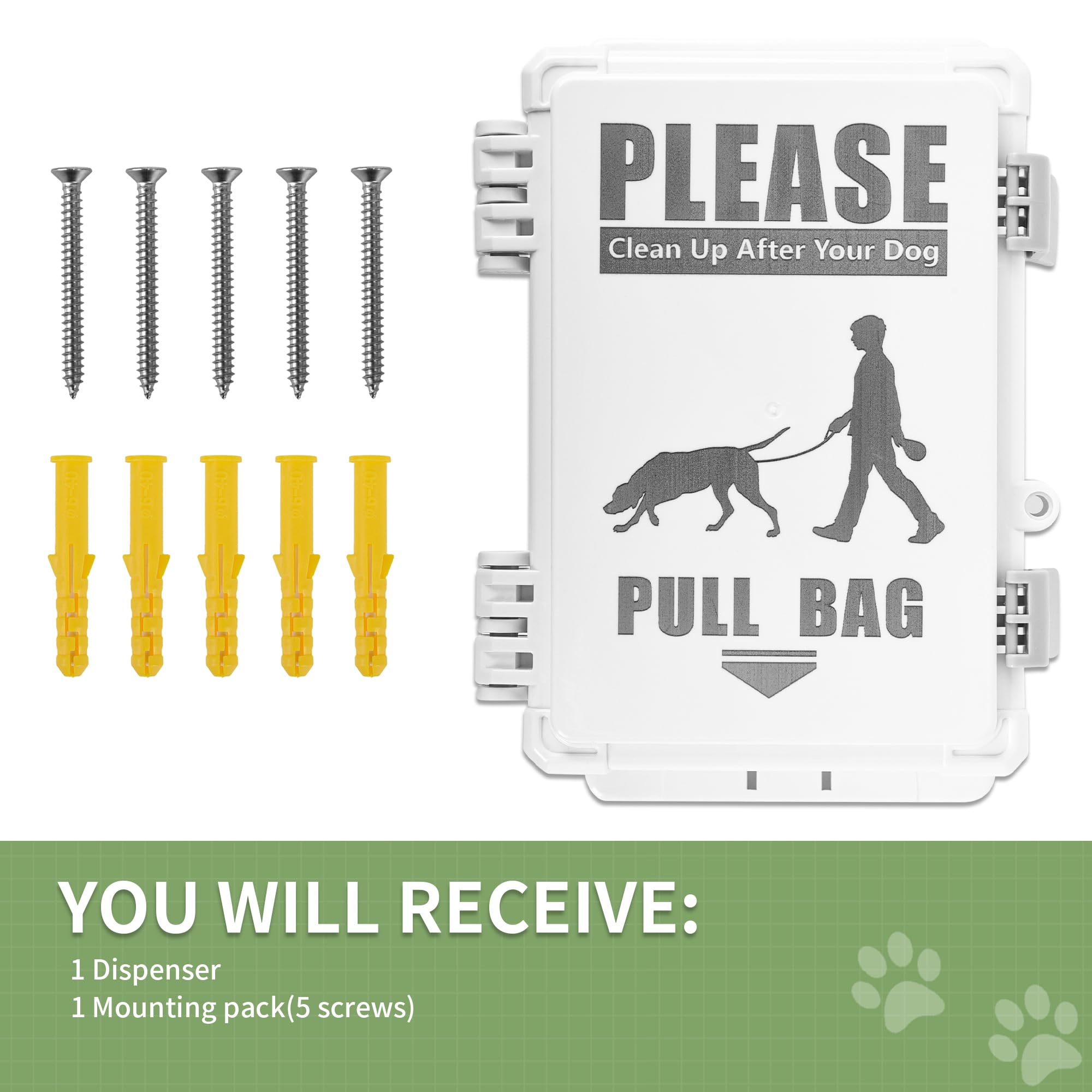 VANQOU dispensador, incluye tornillos para montaje en pared o poste.