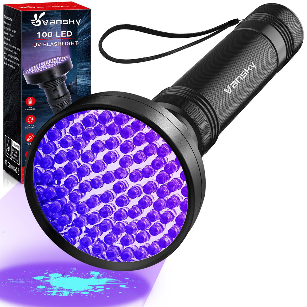 Vansky Lámpara UV 395nm ultra brillante para inspecciones rápidas en casa.