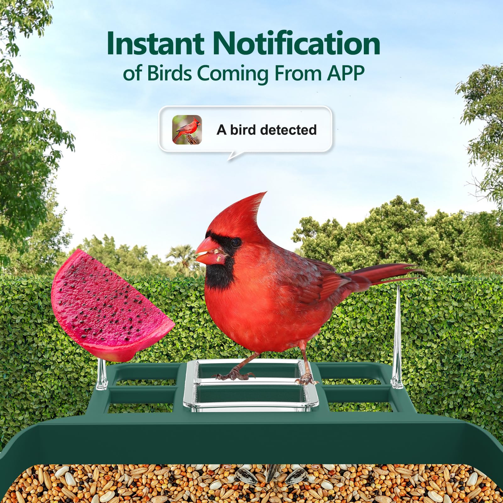 Vatjubi alimentador con camara, lente angular de 170° para descubrir más aves