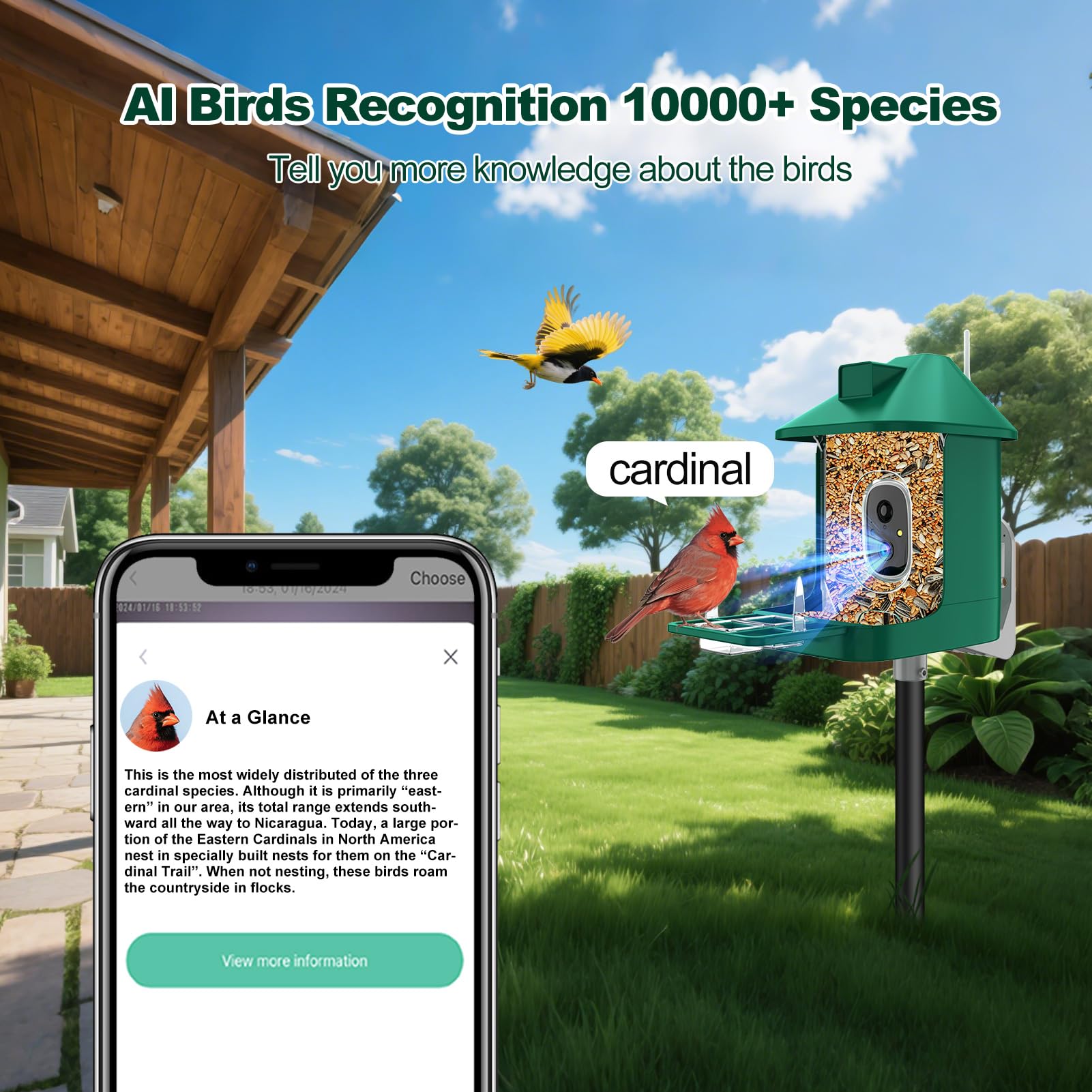 Vatjubi alimentador con camara nocturna para ver aves de noche sin perder detalle