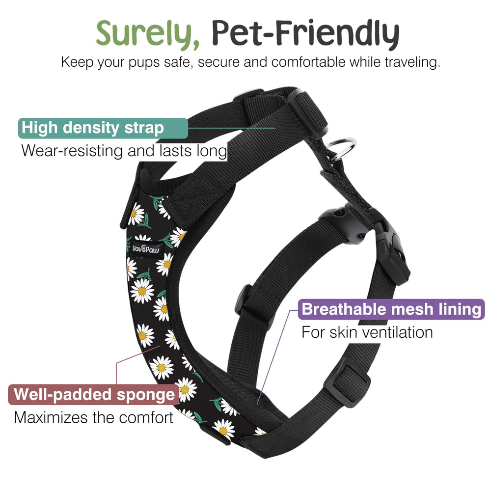 Arnés para perro en coche con ajuste ergonómico y sujeción estable.