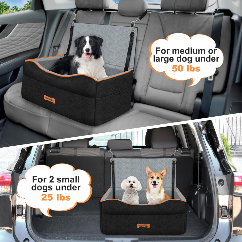 Asiento VavoPaw para perro mediano, fijaciones múltiples para estabilidad.