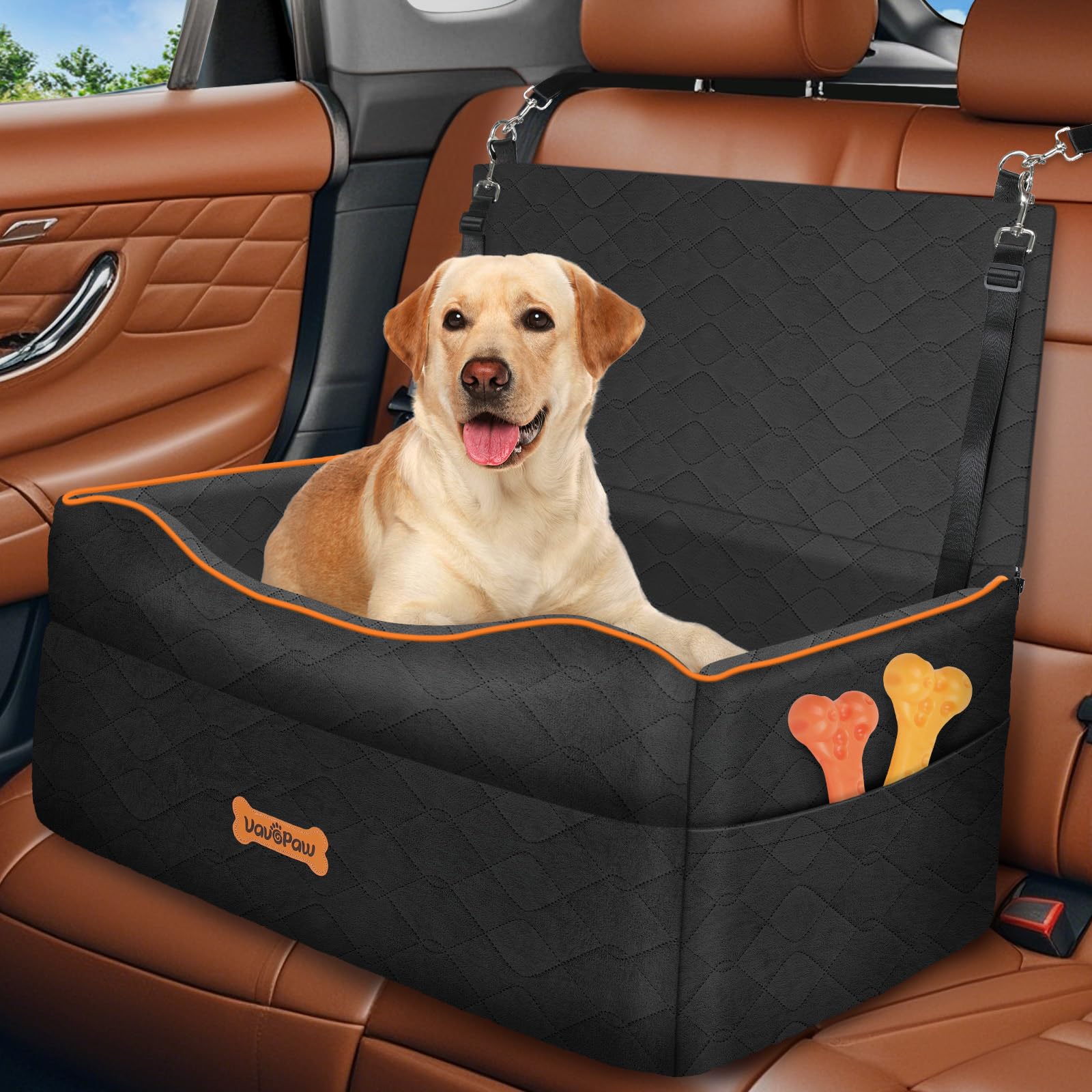 VavoPaw asiento de coche para perro mediano con vista por la ventana para mayor confort.