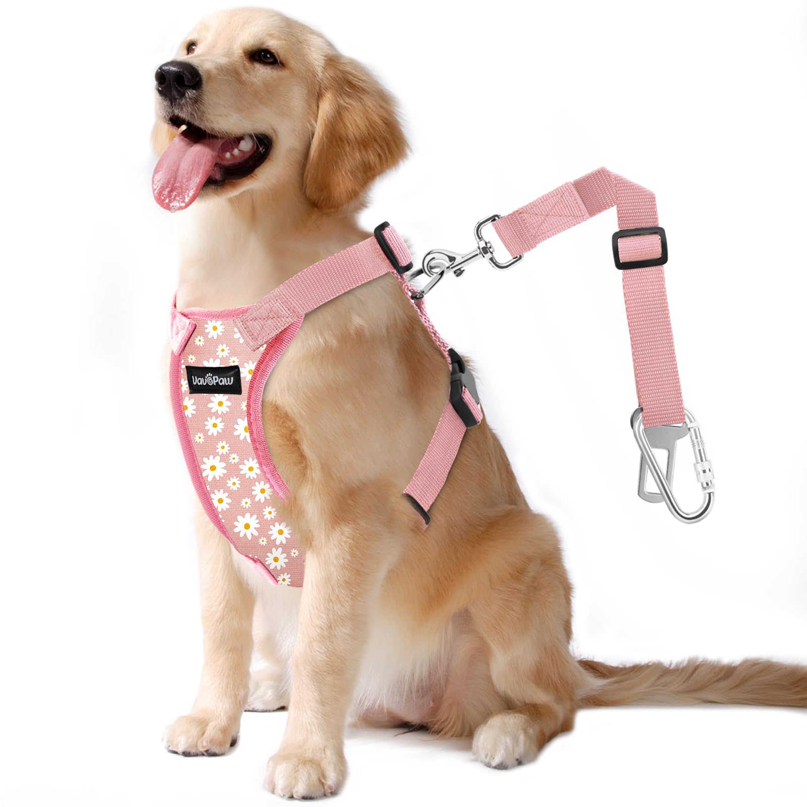 VavoPaw Cinturón de asiento para perro, vista frontal, seguridad en coche
