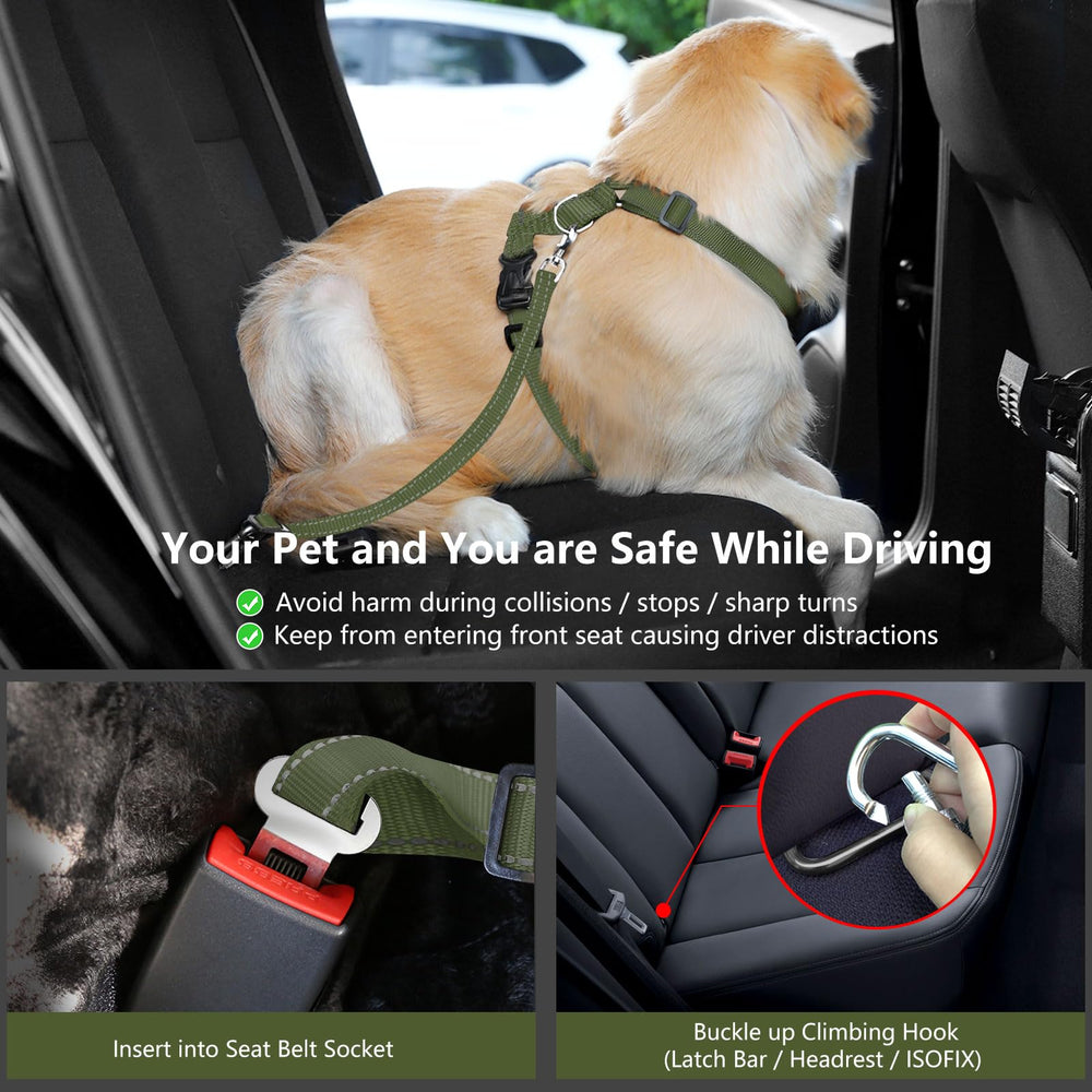 Cinturón de seguridad para perros VavoPaw, ajuste universal para vehículos.