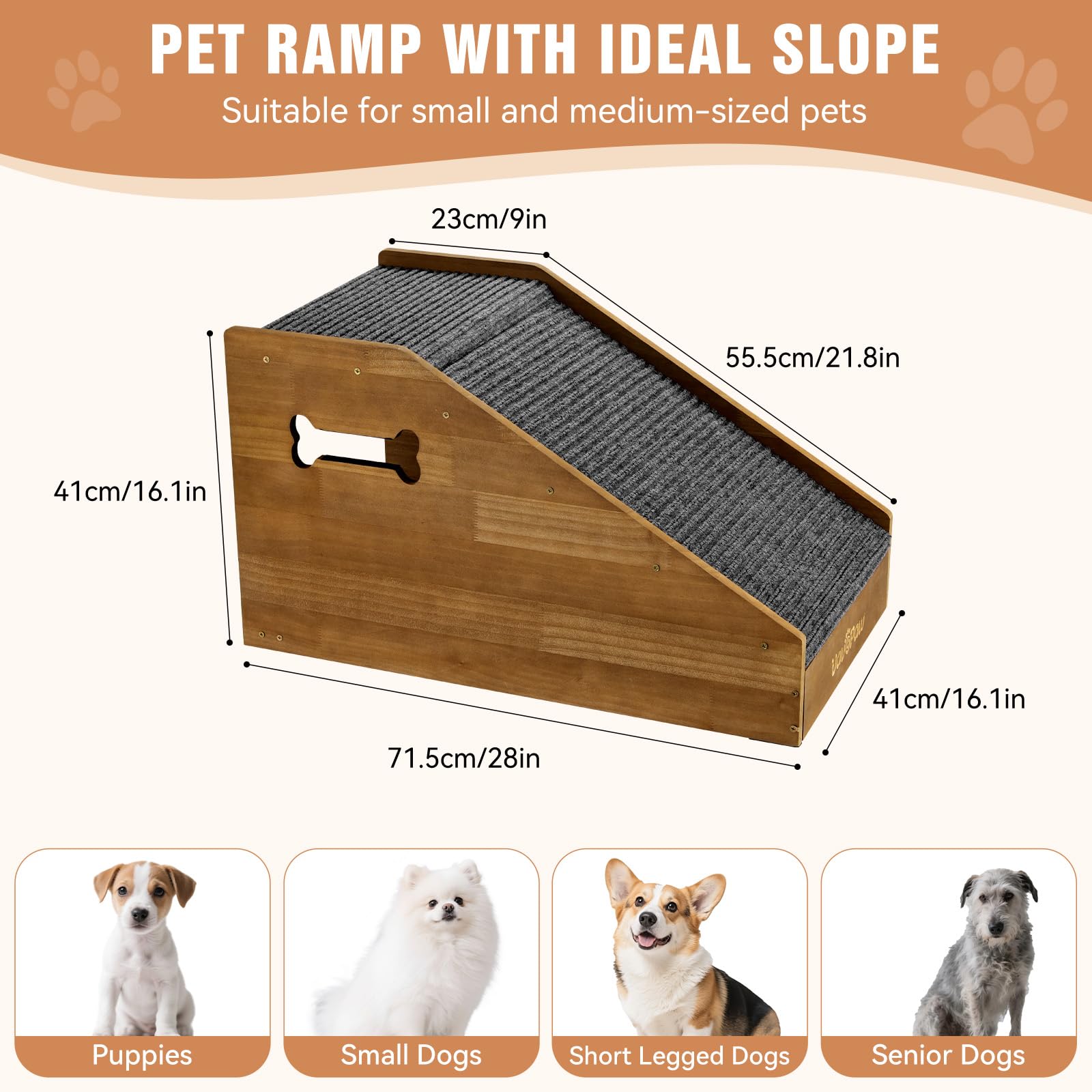 Rampa VavoPaw para perros pequeños en la cama, ayuda a subir con seguridad.