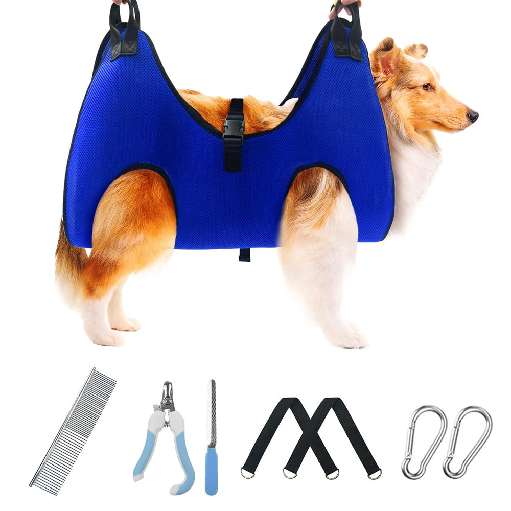 Hamaca de grooming VBUY para perros facilita el corte de uñas en casa.