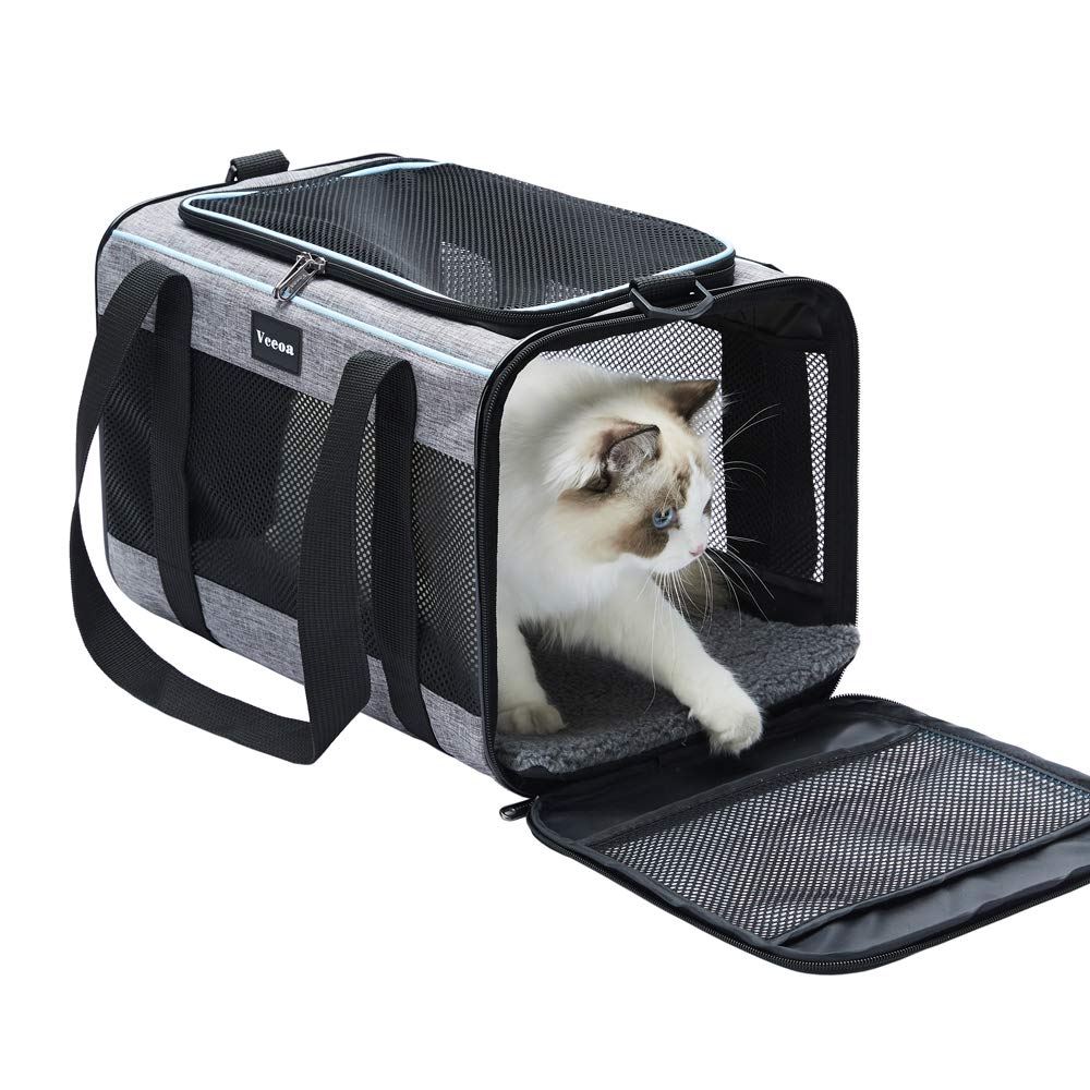 Transportín suave Vceoa para gatos y perros, ideal para viajes con mascotas de hasta 16 libras.