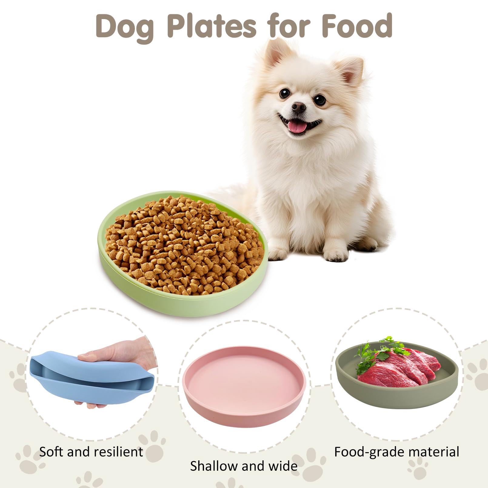 VCEPJH plato de silicona bajo para perro, facilita el acceso y reduce esfuerzo al comer.