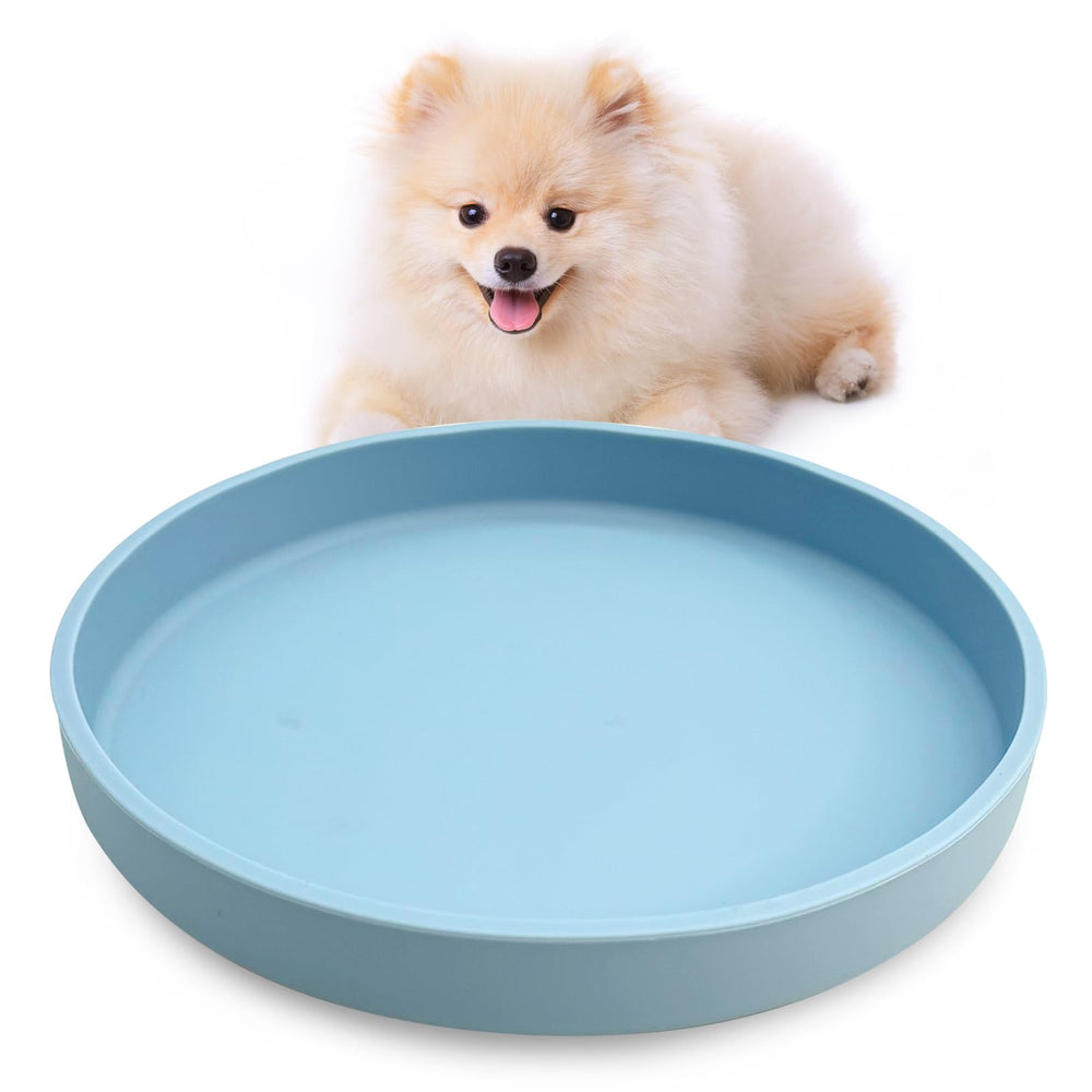 VCEPJH plato de silicona para perro, plato azul redondo, ideal para comida diaria sin salpicaduras.