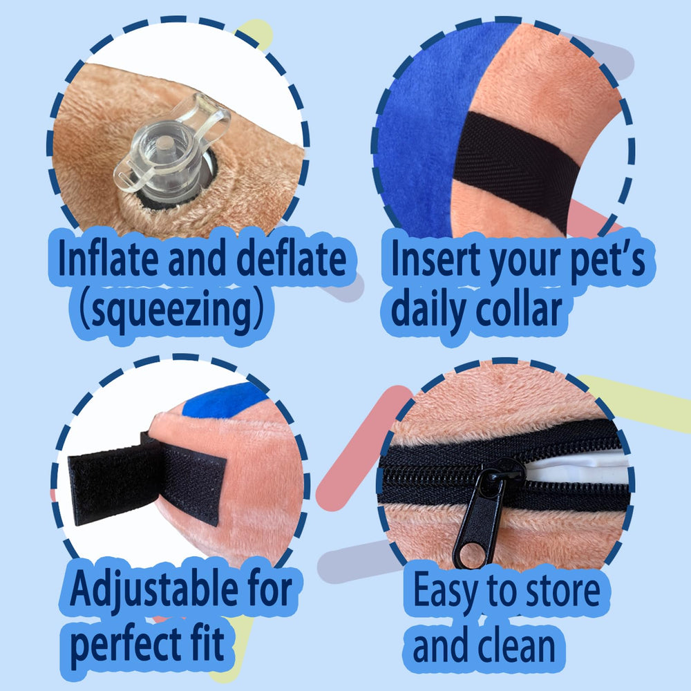 VCTERFK ajuste de velcro collar inflable, cómodo para perros y gatos
