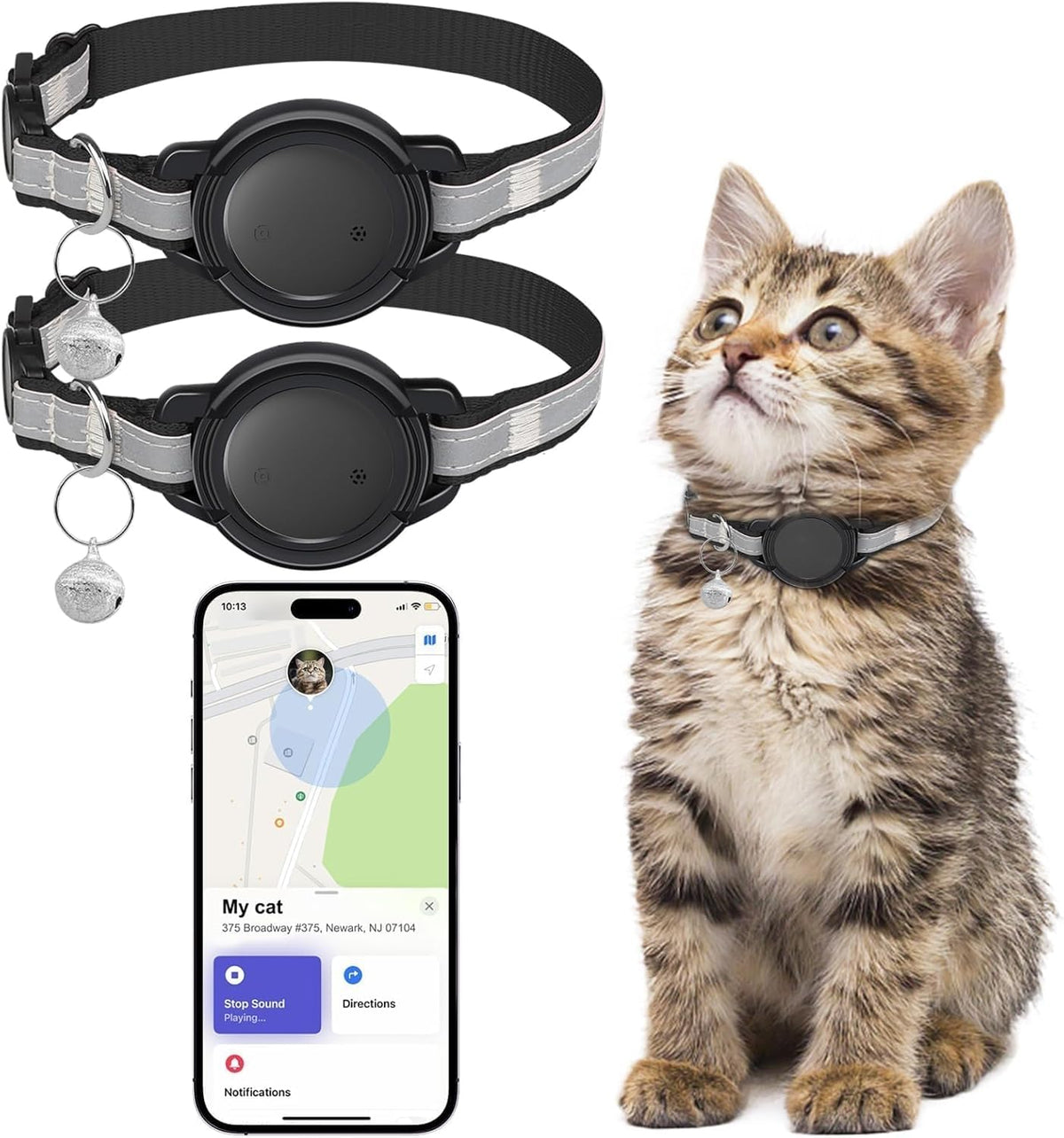 Rastreador Vebiso para gatos con collar, localización precisa.
