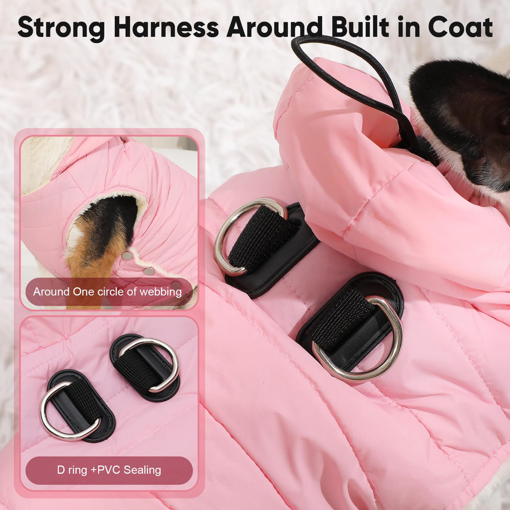 Vecomfy abrigo de invierno para perro con capucha ajustable protege orejas.