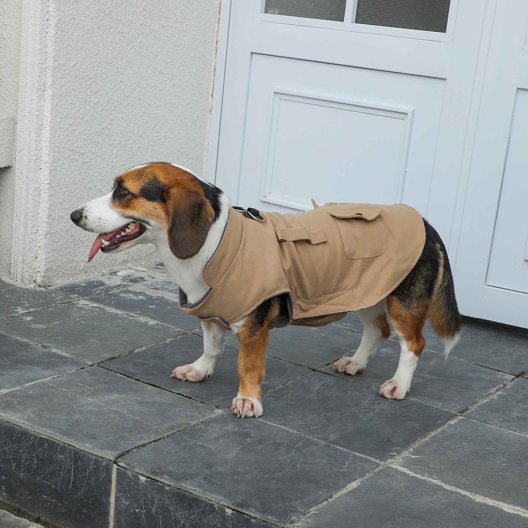 Vecomfy cazadora-perro-arnes-integrado-seguridad: distribución de la tracción en pecho y torso.