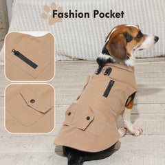 Vecomfy cazadora-perro-doble-cierre-elastico: ajuste cómodo y rápido.