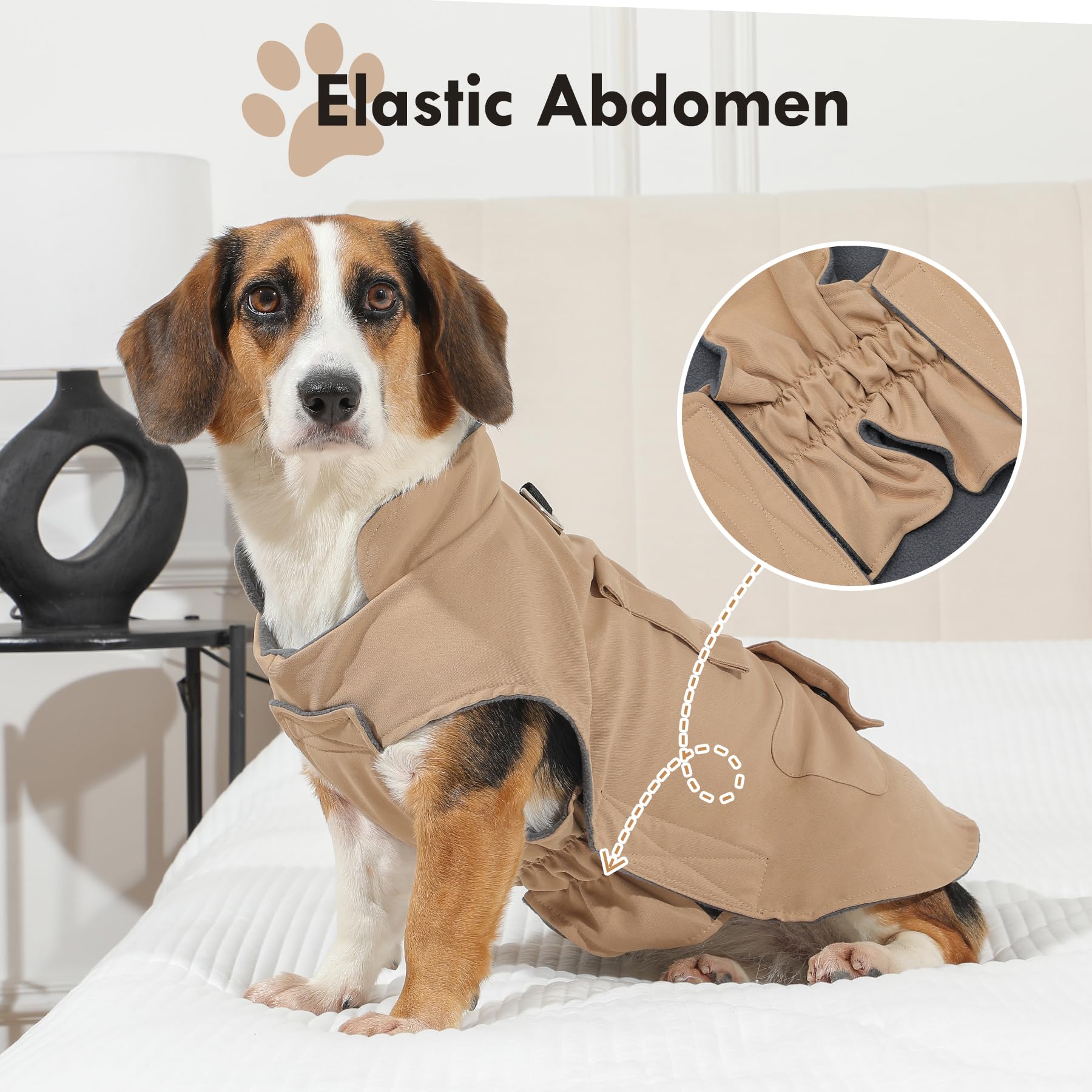 Vecomfy cazadora-perro-medidas-pecho-xxl: talla XXL con medidas de pecho claras.