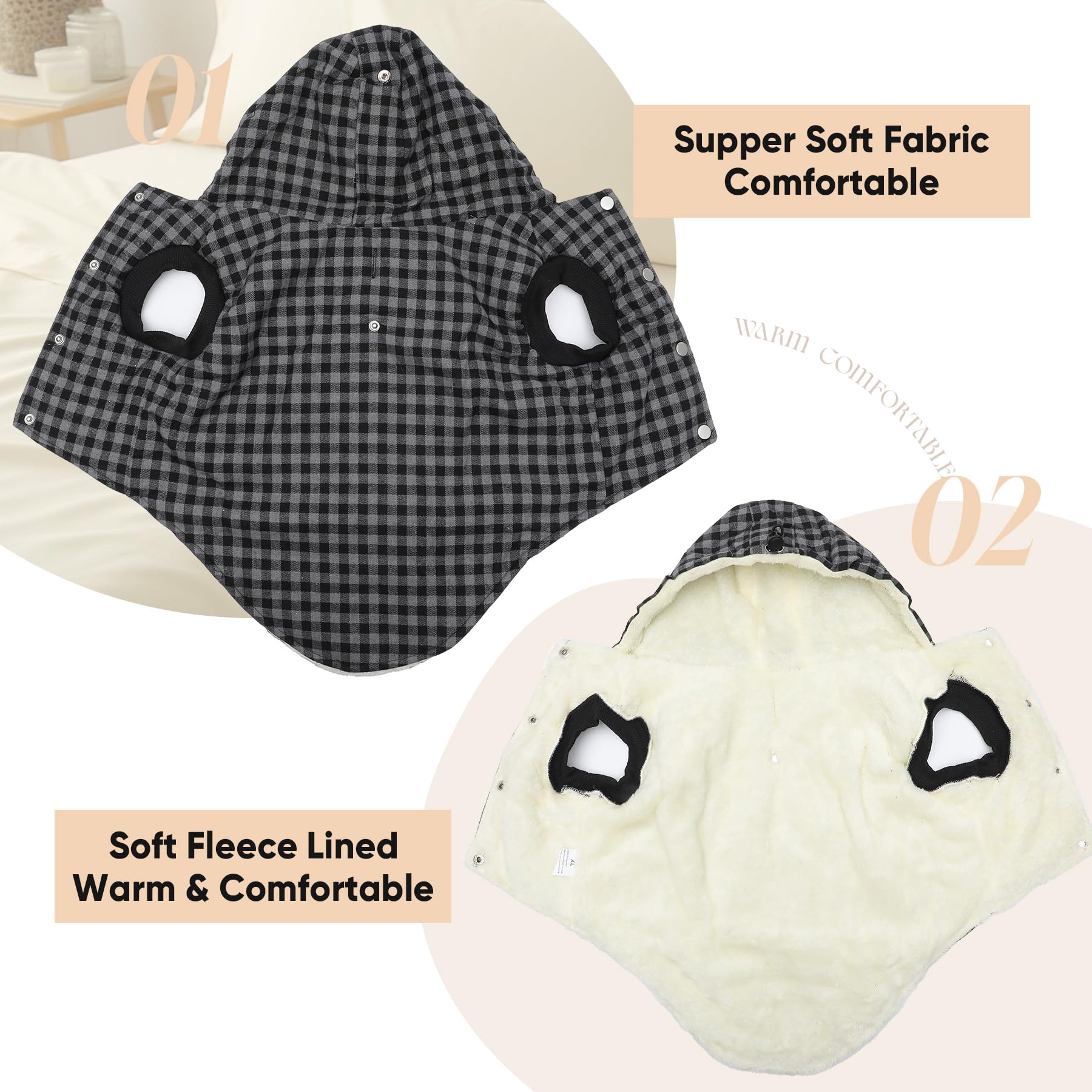 Vecomfy tela a cuadros para abrigo, estilo clásico y cálido