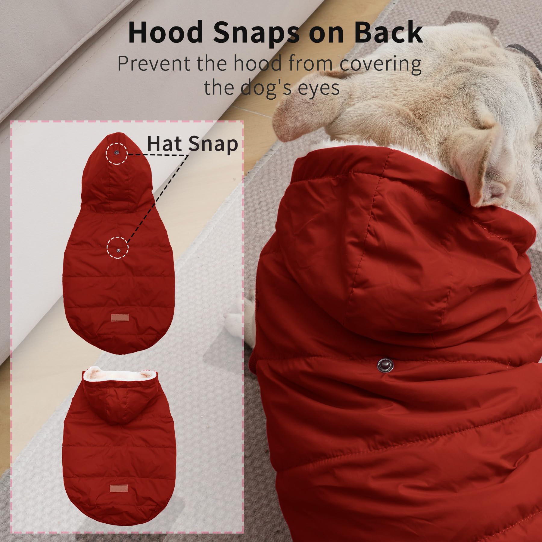 Vecomfy sudadera perro, interior forro polar suave y cálido.
