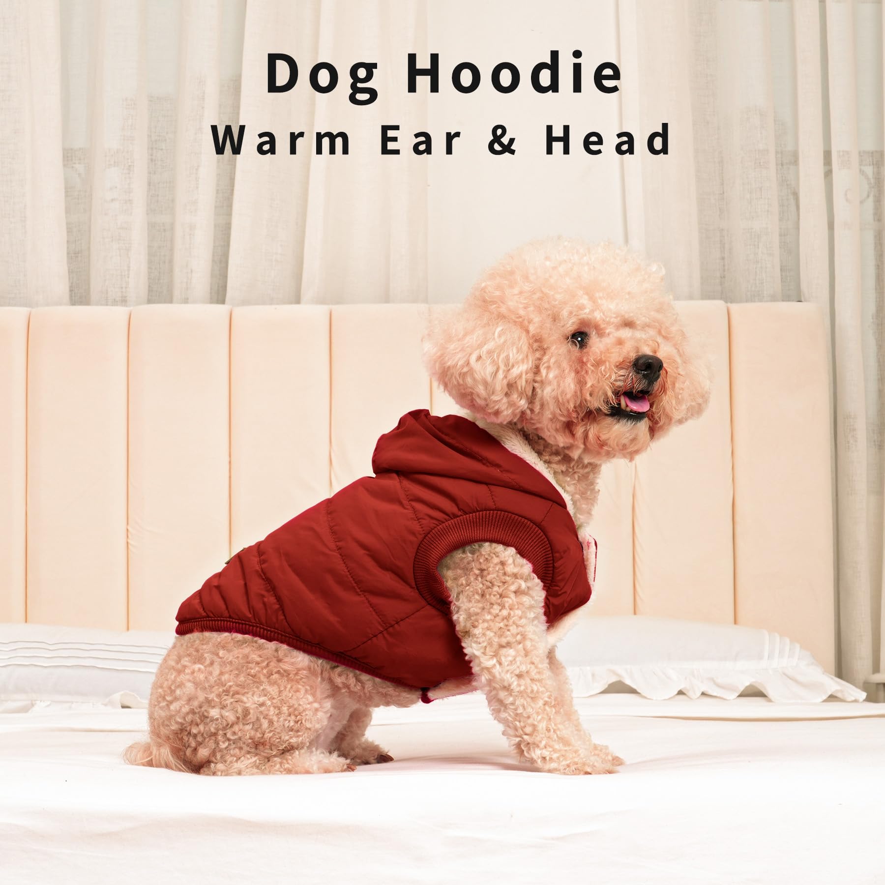 Vecomfy sudadera para perro en nieve, uso diario protege orejas.
