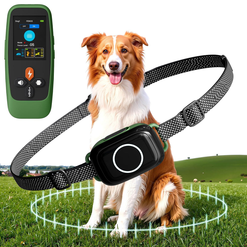 Veconix cerca inalambrica para perro con rango ajustable en el jardín.