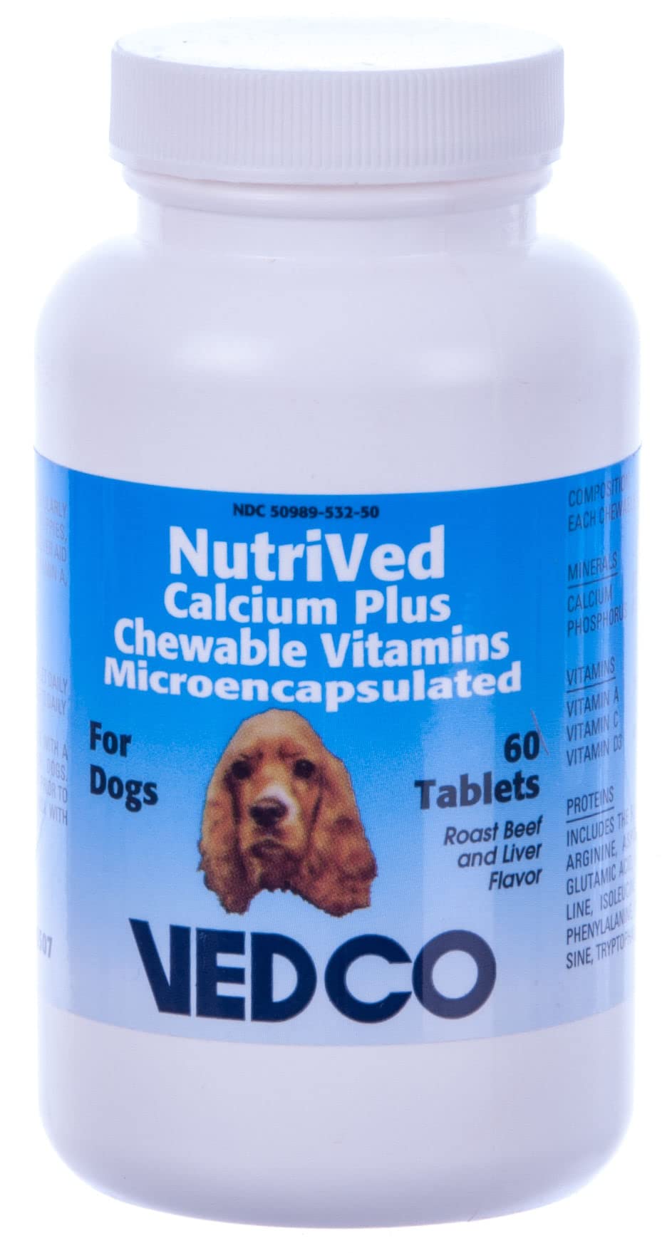 Vedco NutriVed Calcium Plus tableta masticable para perros, apoyo a la salud ósea y nutrición diaria