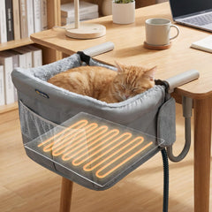 Cama caliente Veehoo para gatos en escritorio, apoyo cómodo junto a ti mientras trabajas
