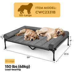 Cojín borde de la cama Veehoo XXL para perros, ofrece soporte para el cuello.