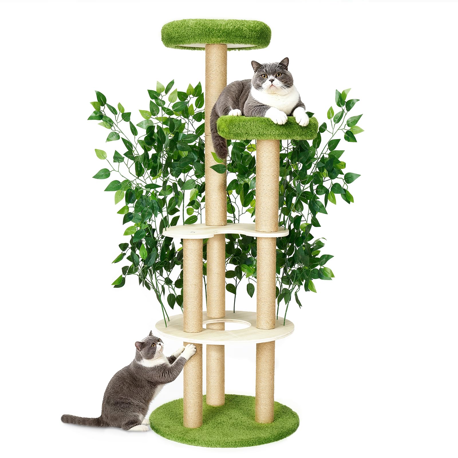Veehoo arbol-gato interior 61-pulgadas con perchas acolchadas para siestas elevadas