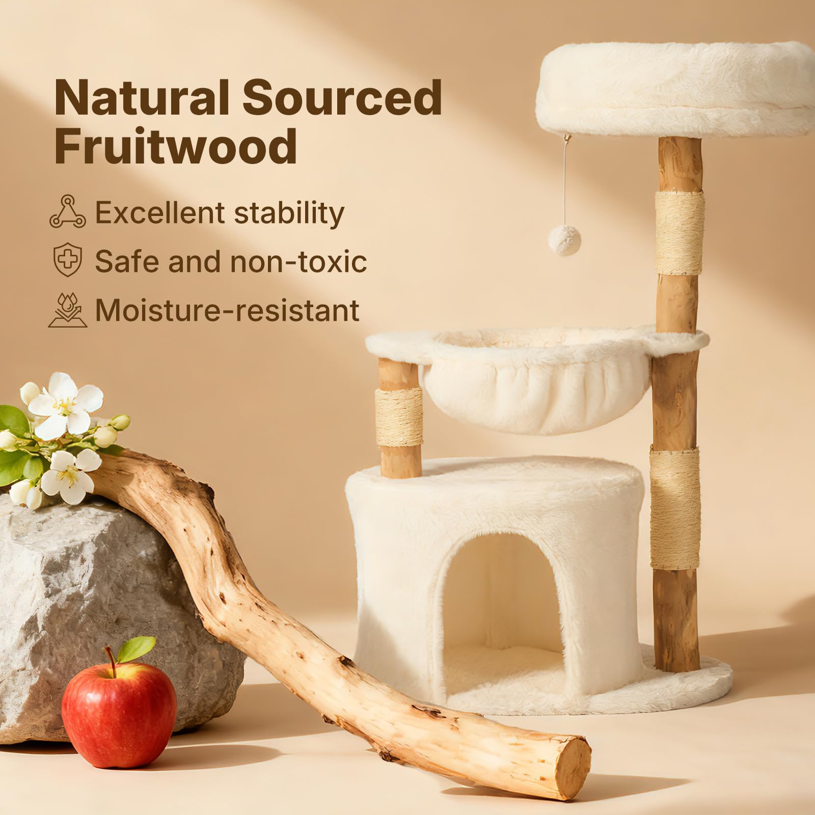 Veehoo árbol para gatos moderno con plataforma superior de felpa para descanso cómodo