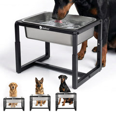 Bebedero alzado de Veehoo en acero inoxidable para perros grandes, alta capacidad.