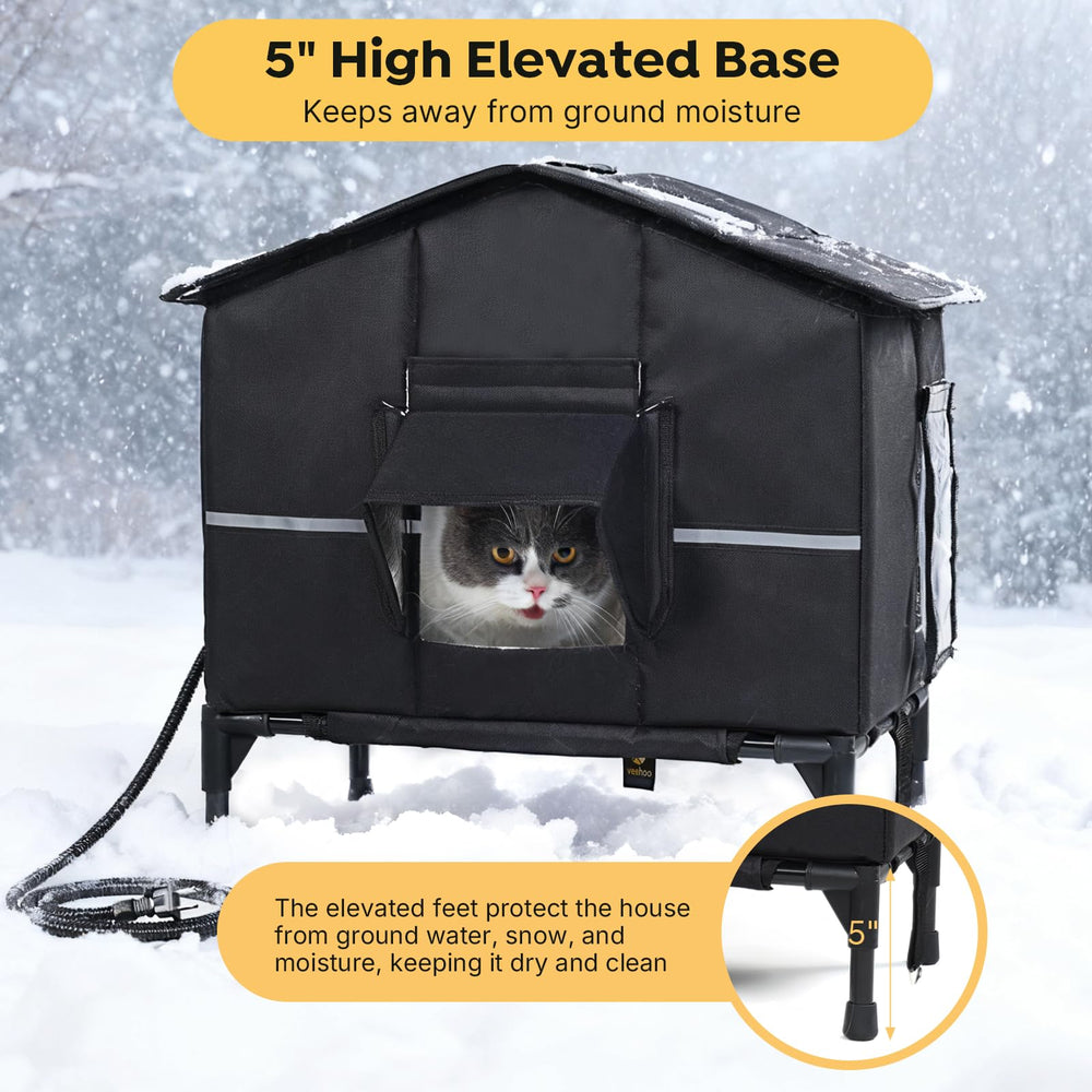 Veehoo cama elevada de 5 pulgadas para gatos al aire libre.