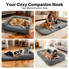 Cama humana Veehoo en modo plegado para ahorrar espacio.