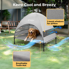 Cama Veehoo para perros con protección lateral y ventilación, refugio fresco.