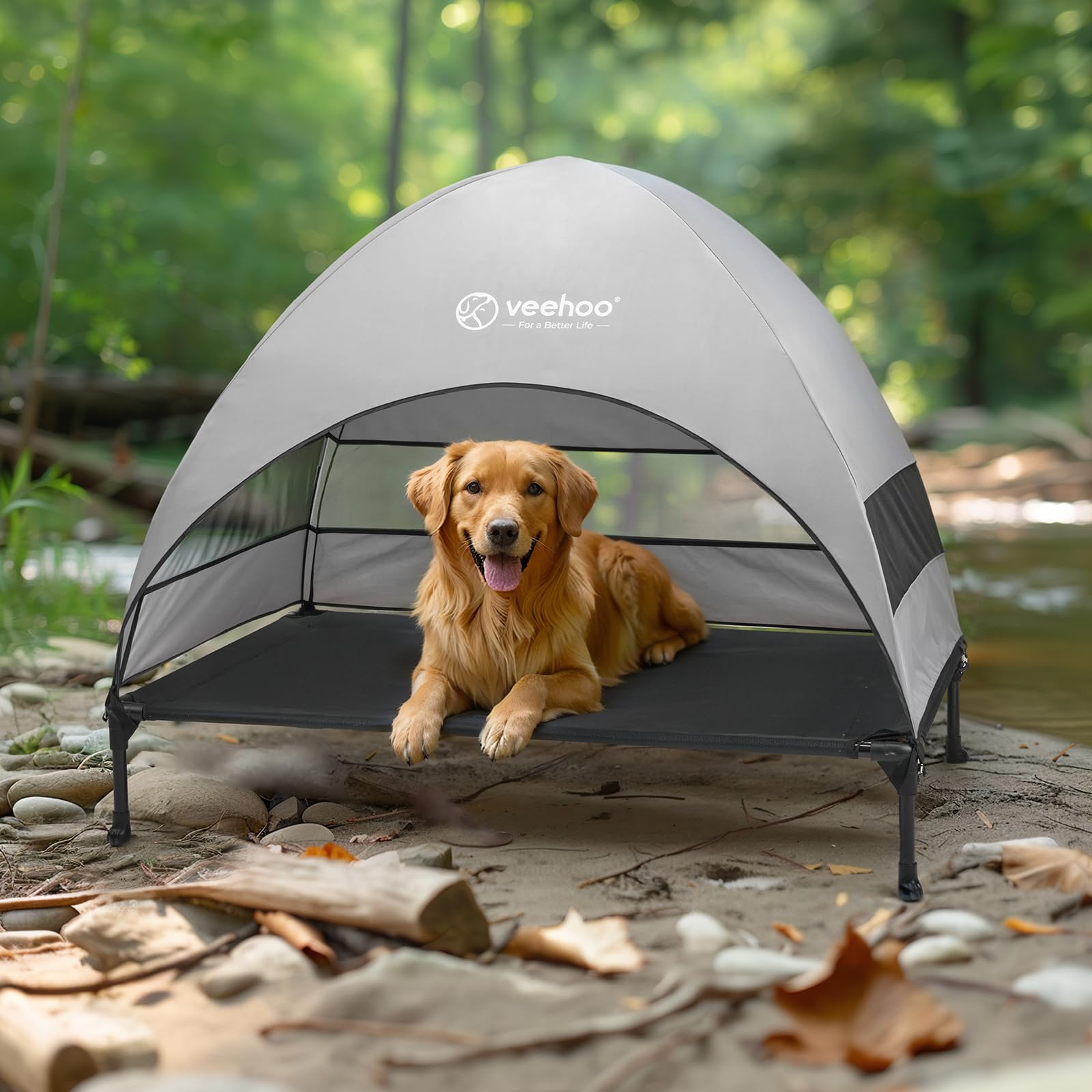 Cama para perros Veehoo cubierta anti-UV y lavable.