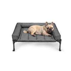 Cama para perro elevada de Veehoo con bolster, ideal para descanso estable.