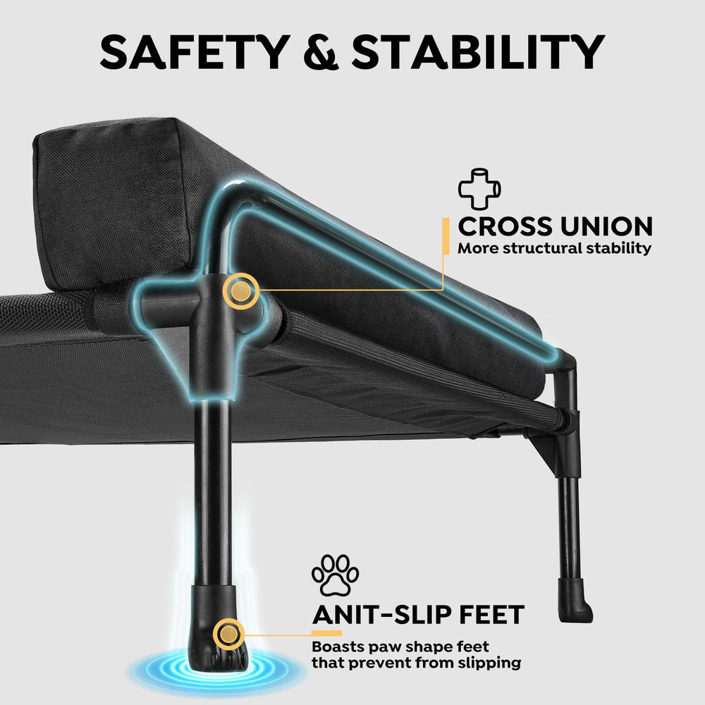 Veehoo cama elevada con borde triple, seguridad para dormir.