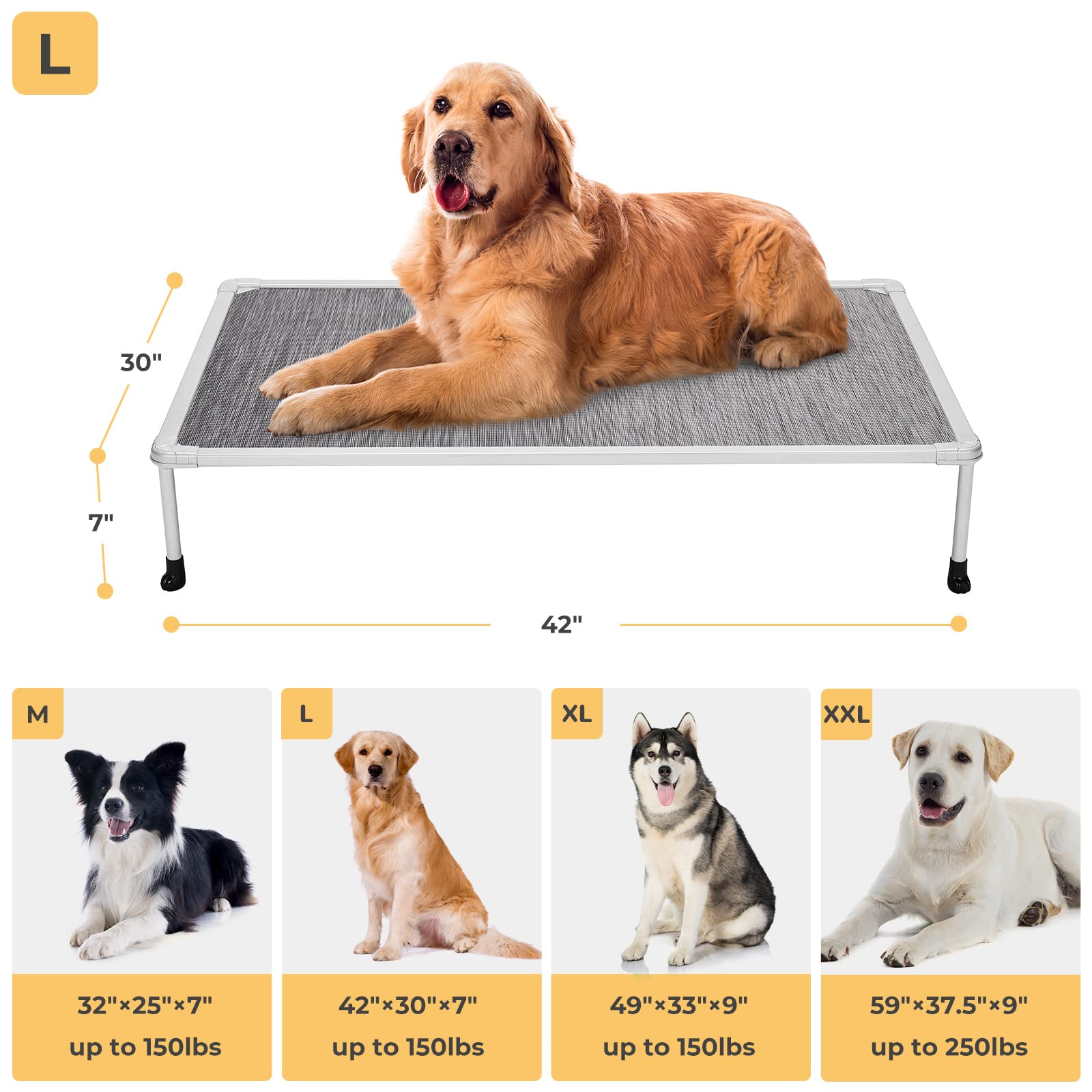 Cama Veehoo, altura de 7 pulgadas para mejor ventilación.