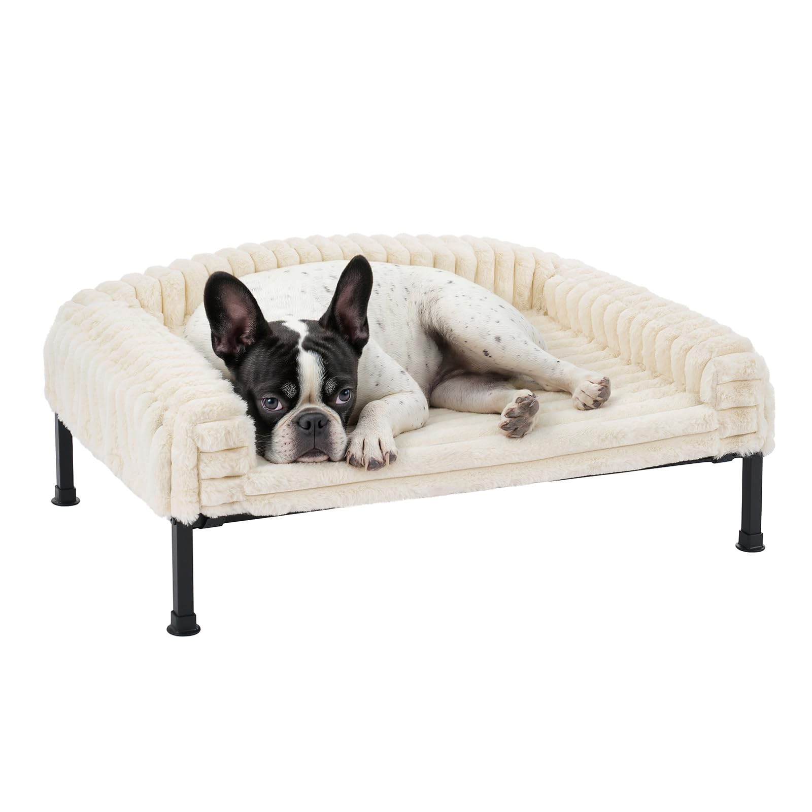 Veehoo cama perro elevada con cojin de apoyo para descanso cómodo.