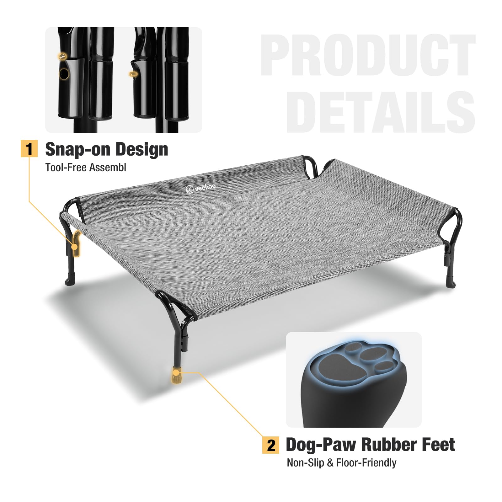 Dimensiones 39,5 x 28 pulgadas de la cama Veehoo para perros medianos.